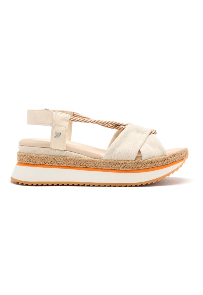 Sandale din panza cu talpa wedge - Bej