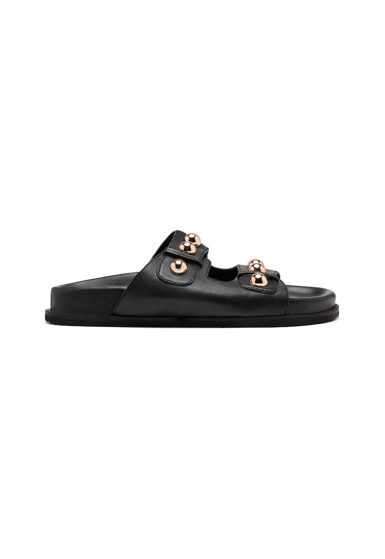 Papuci din piele cu tinte Wrentham - Negru