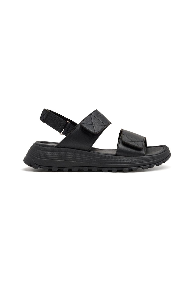 Sandale din piele ecologica cu inchidere velcro - Negru