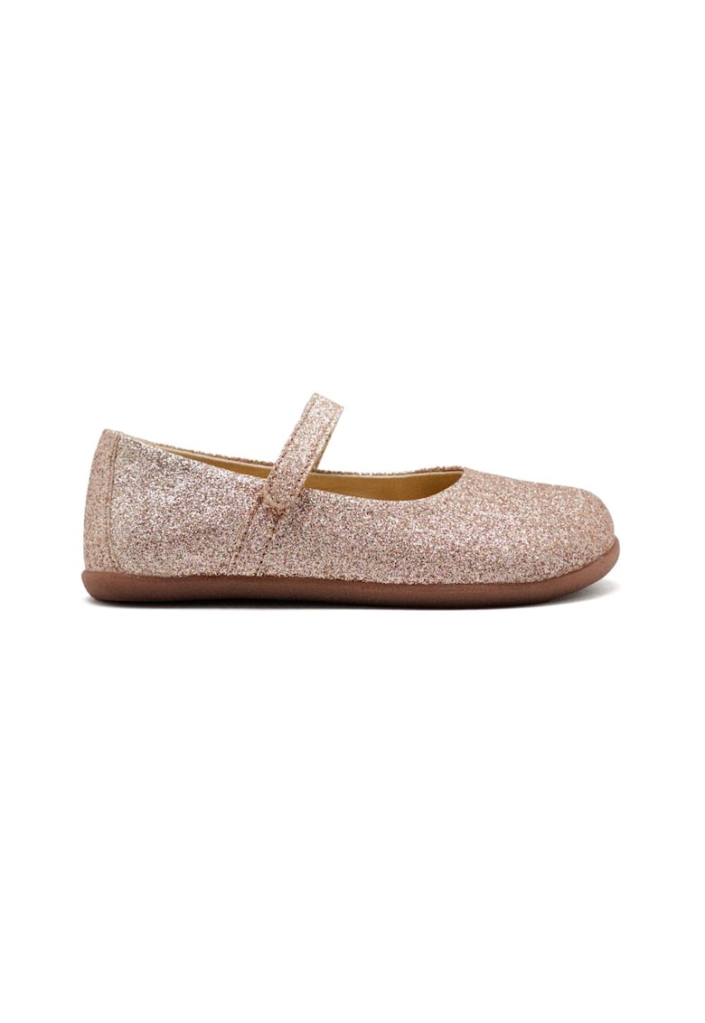Balerini cu inchidere velcro si aspect stralucitor - Auriu rose