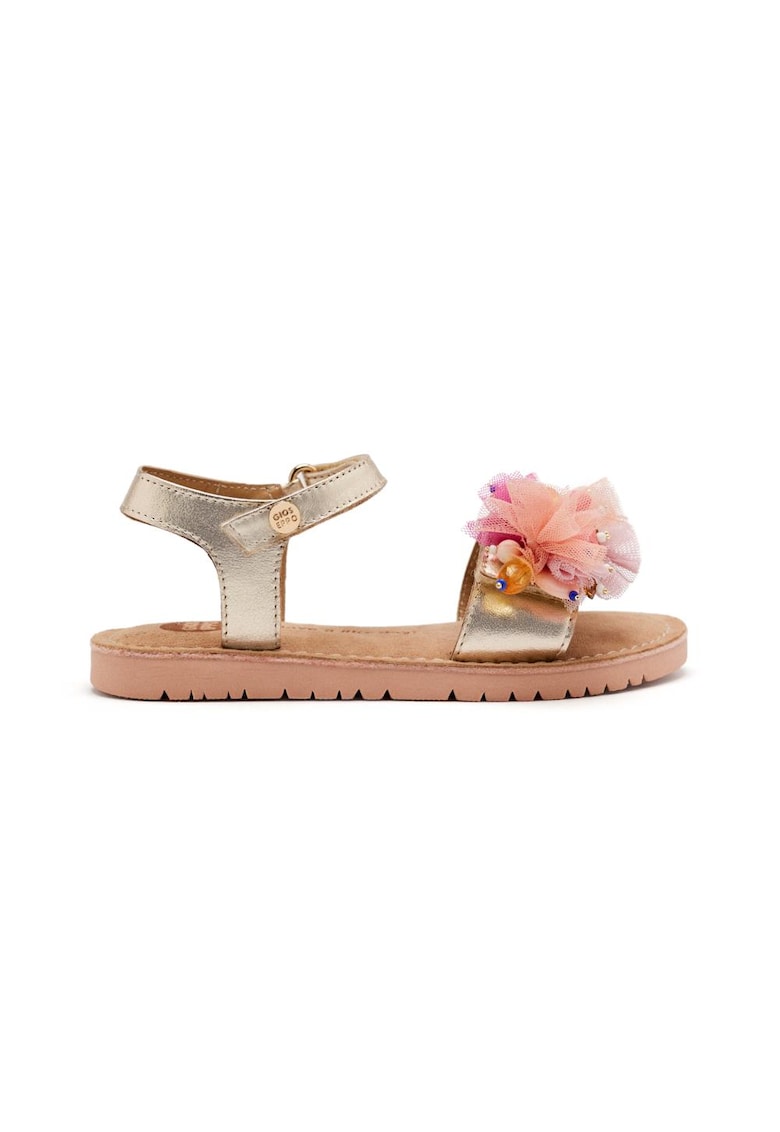 Sandale din piele cu tul - Multicolor