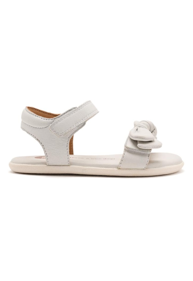 Sandale din piele cu funda frontala - Alb