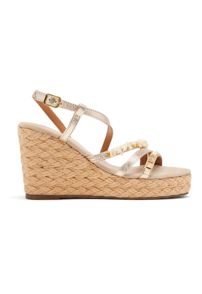 Sandale din piele cu talpa wedge Zola - Auriu