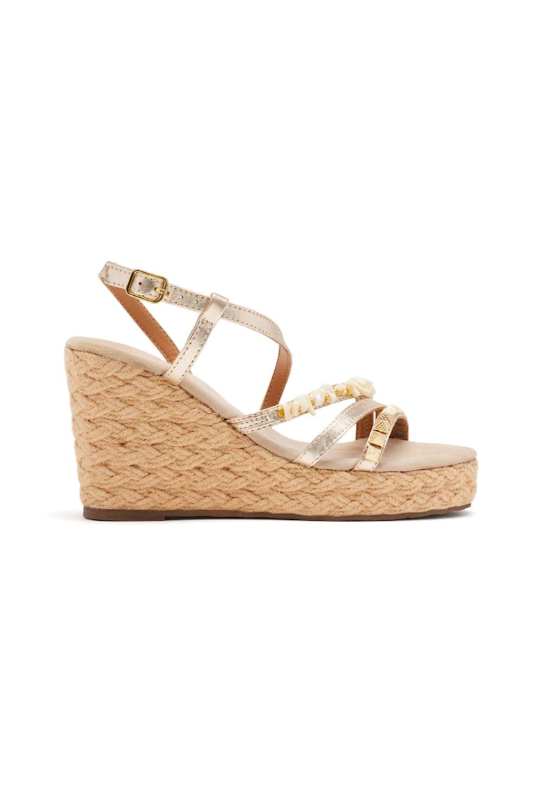 Sandale din piele cu talpa wedge Zola - Auriu