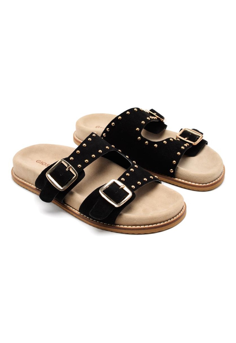Papuci din piele Stella - Negru