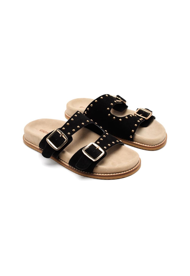 Papuci din piele Stella - Negru