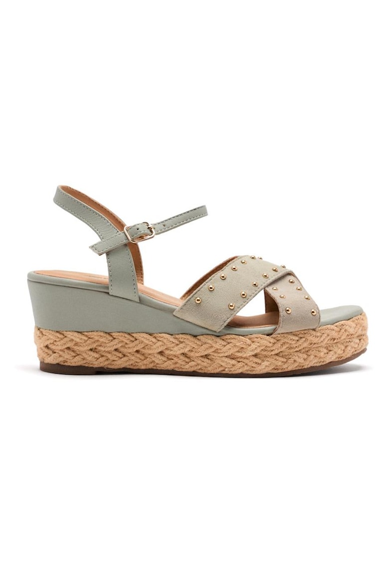 Sandale din piele cu talpa wedge Gilsum - Gri