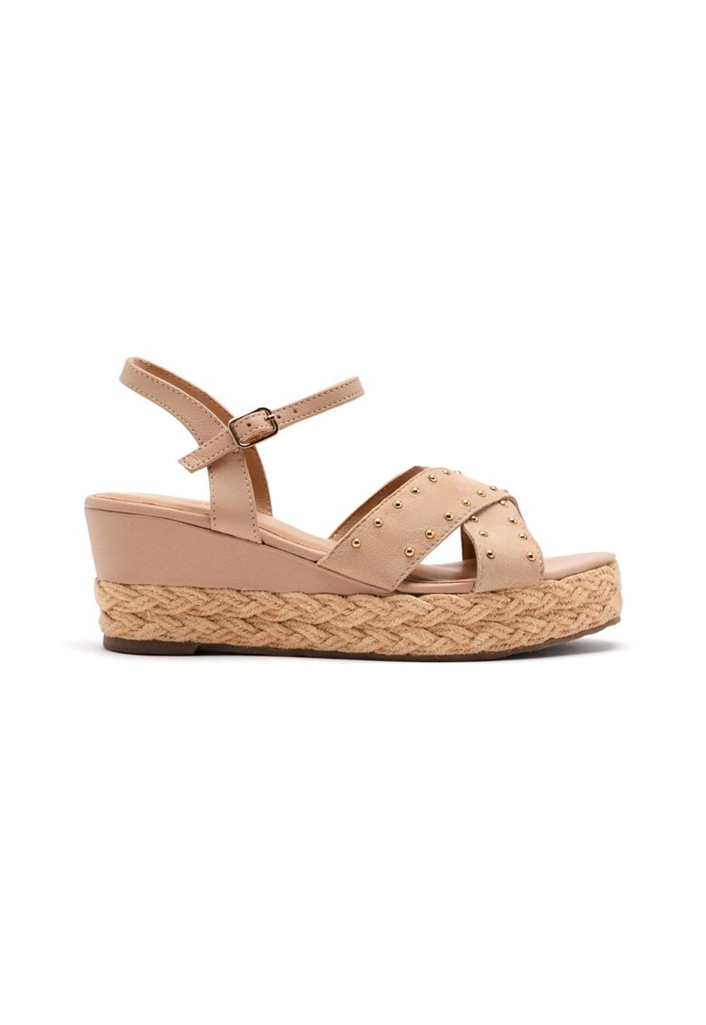 Sandale din piele cu talpa wedge Gilsum - Alb fildes