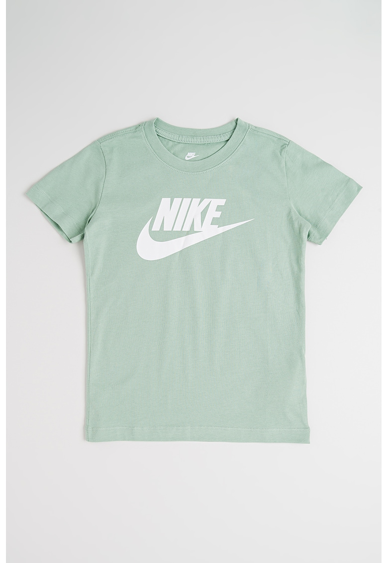 Tricou cu decolteu la baza gatului si imprimeu logo Futura - Verde deschis