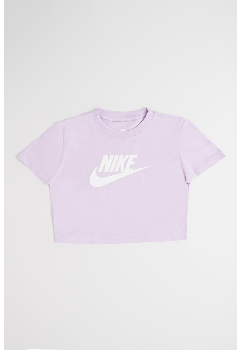 Tricou crop cu decolteu la baza gatului - Violet prafuit