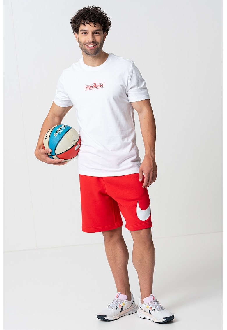 Tricou cu decolteu la baza gatului - Rosu/Alb optic