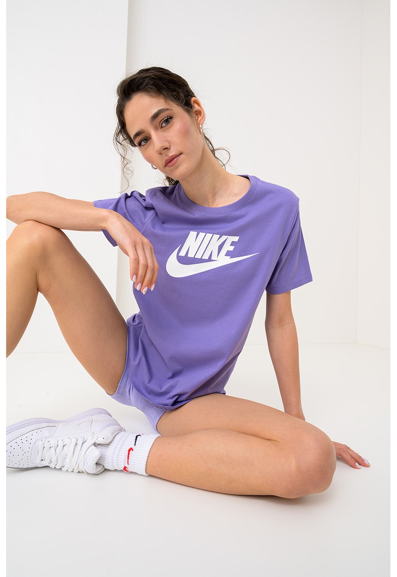 Tricou cu imprimeu logo Essentials - Alb/Violet/Lila