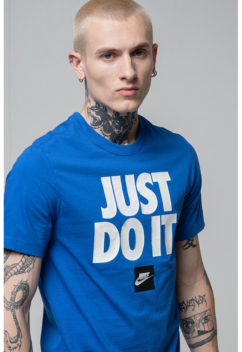 Tricou regular fit din bumbac cu imprimeu Sportswear - Albastru royal