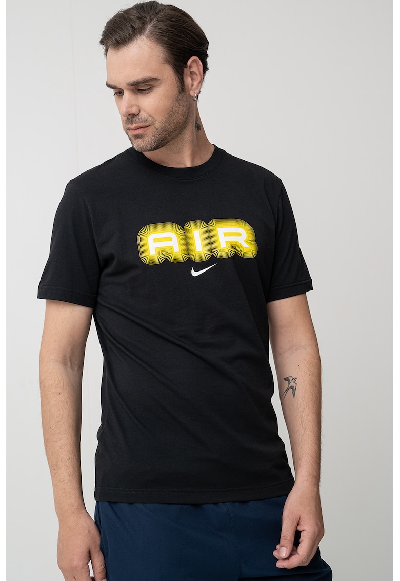 Tricou de bumbac cu imprimeu logo - Alb/Negru/Galben