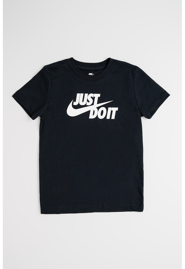 Tricou din bumbac cu decolteu la baza gatului - Negru