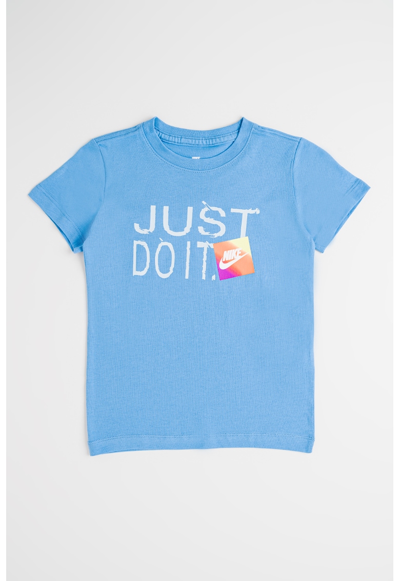 Tricou de bumbac cu imprimeu logo - Albastru pastel