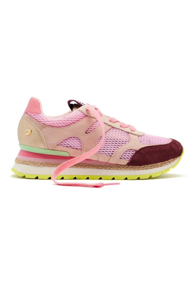Pantofi sport din piele intoarsa cu insertii din plasa Eddington - Roz