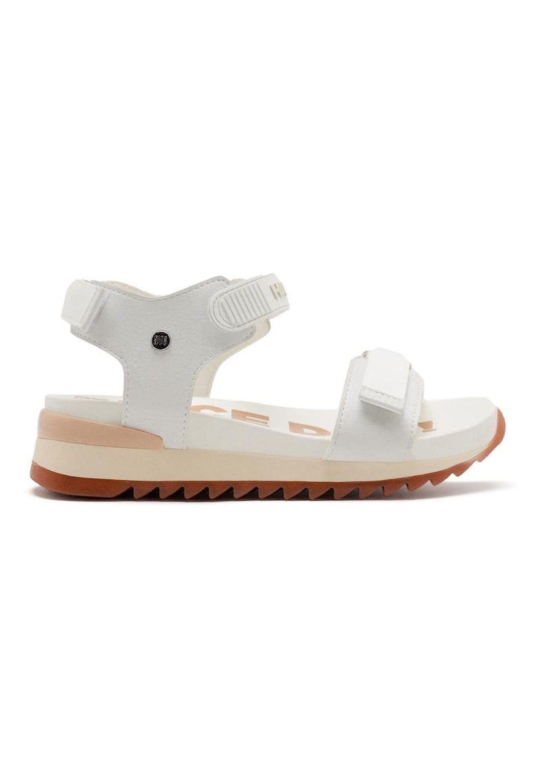 Sandale din piele ecologica cu inchidere velcro - Alb