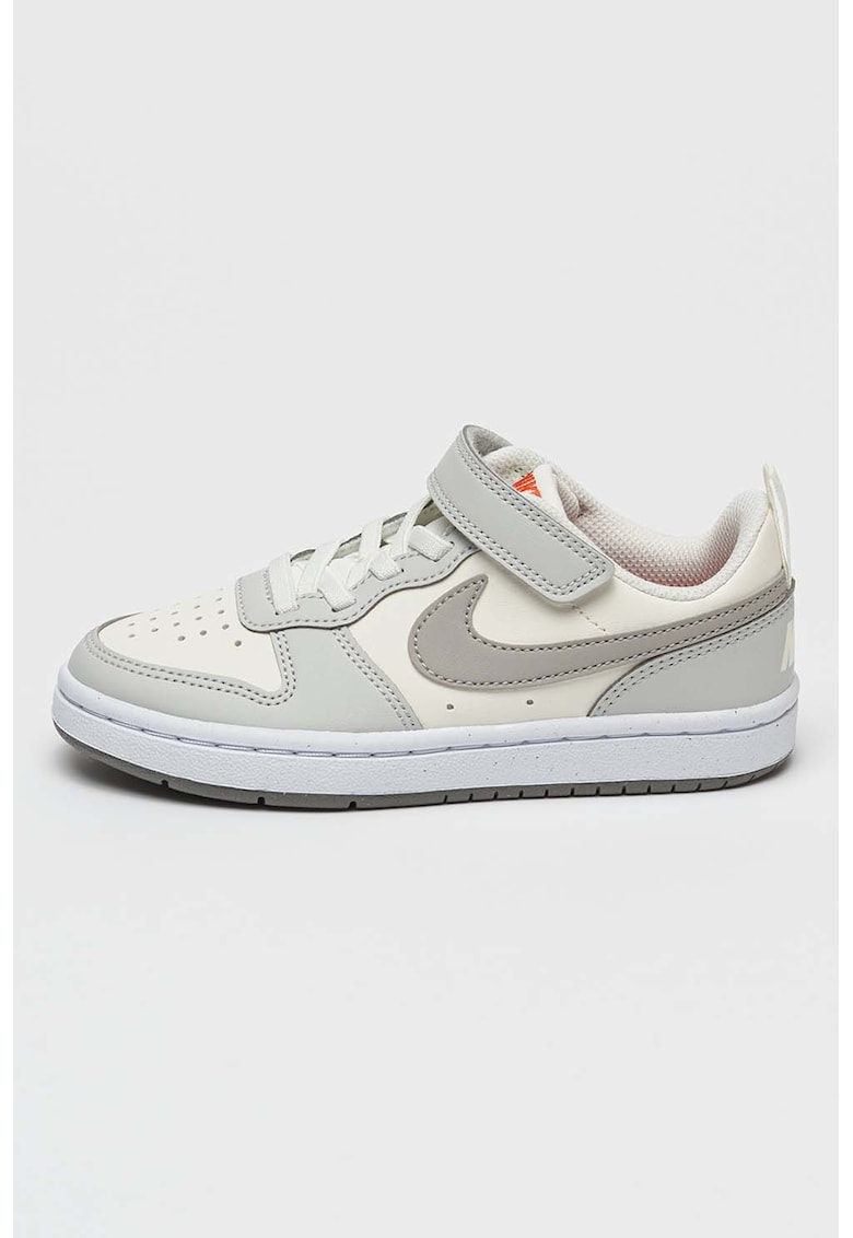 Pantofi sport Court Borough din piele ecologica cu inchidere velcro - Gri cenusiu/Alb murdar