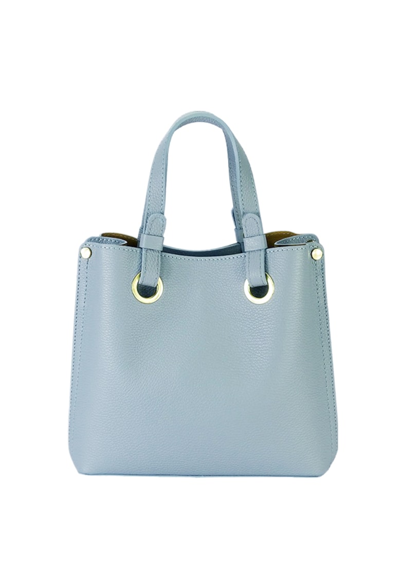 Geanta din piele naturala office/casual B-8916 129 - Albastru deschis - 23x25x12