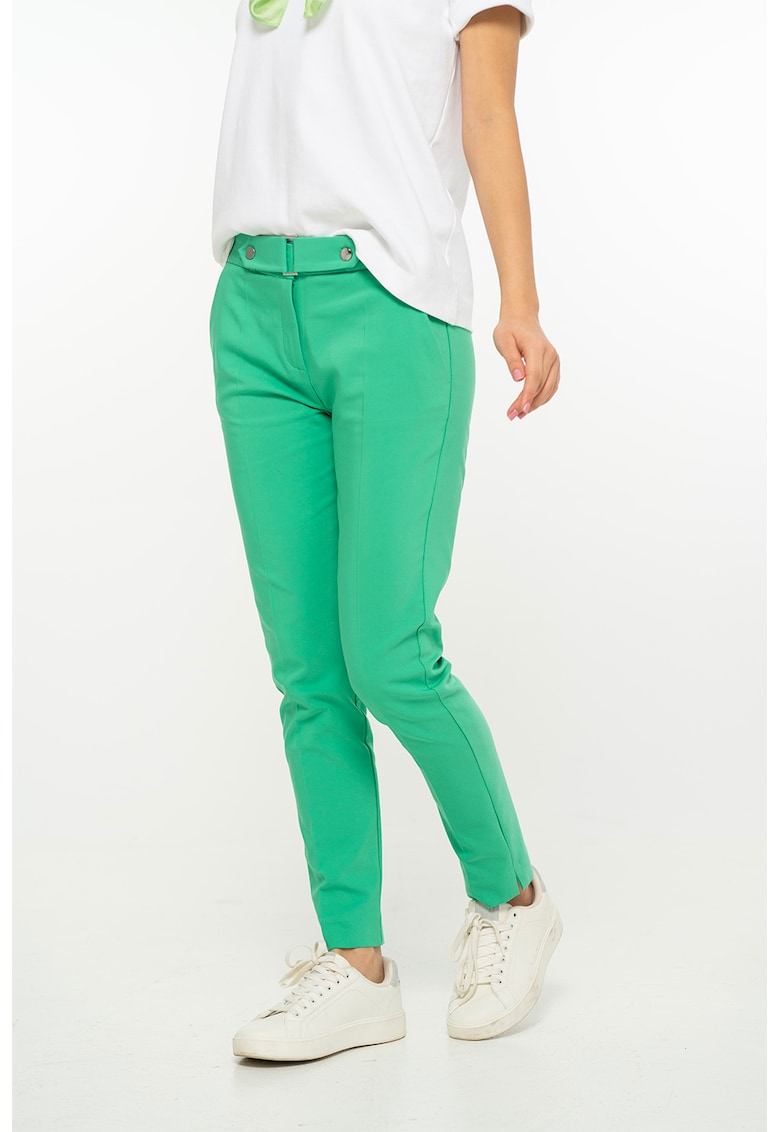 Pantaloni crop cu buzunare oblice Yrina - Verde aquamarin