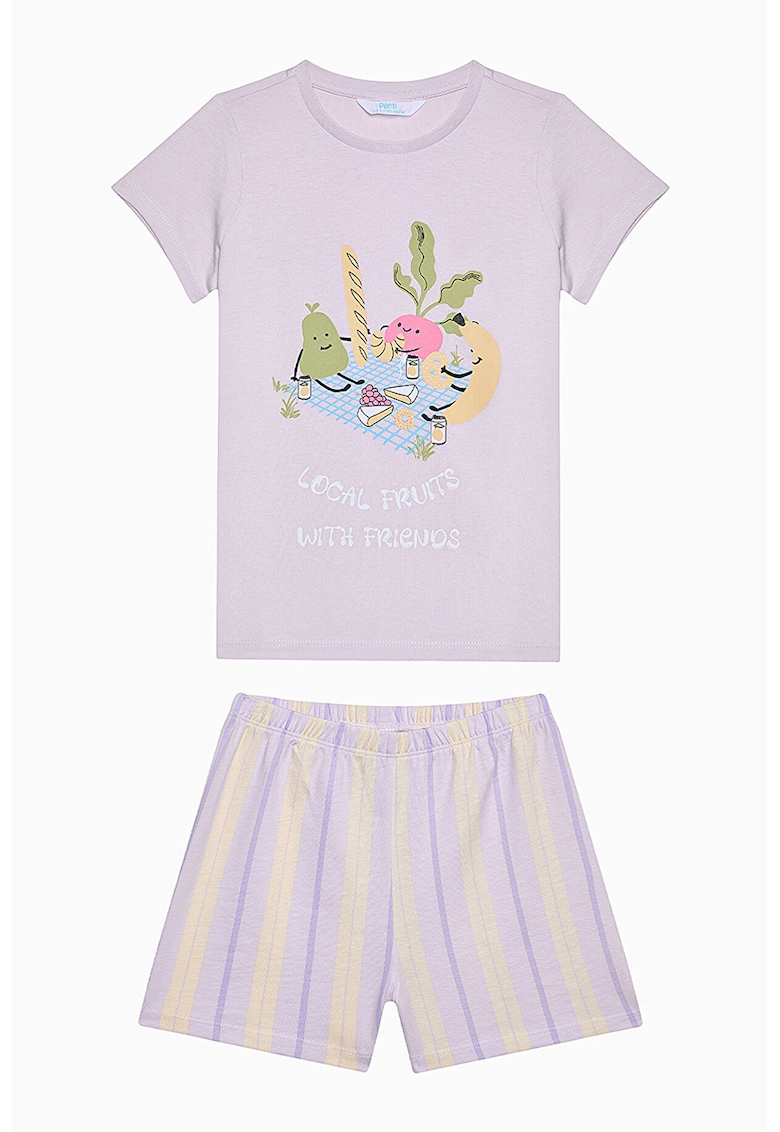 Pijama cu pantaloni scurti si imprimeu grafic