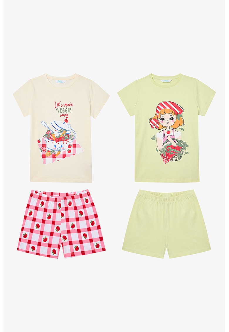Set de pijama cu pantaloni scurti - 4 piese