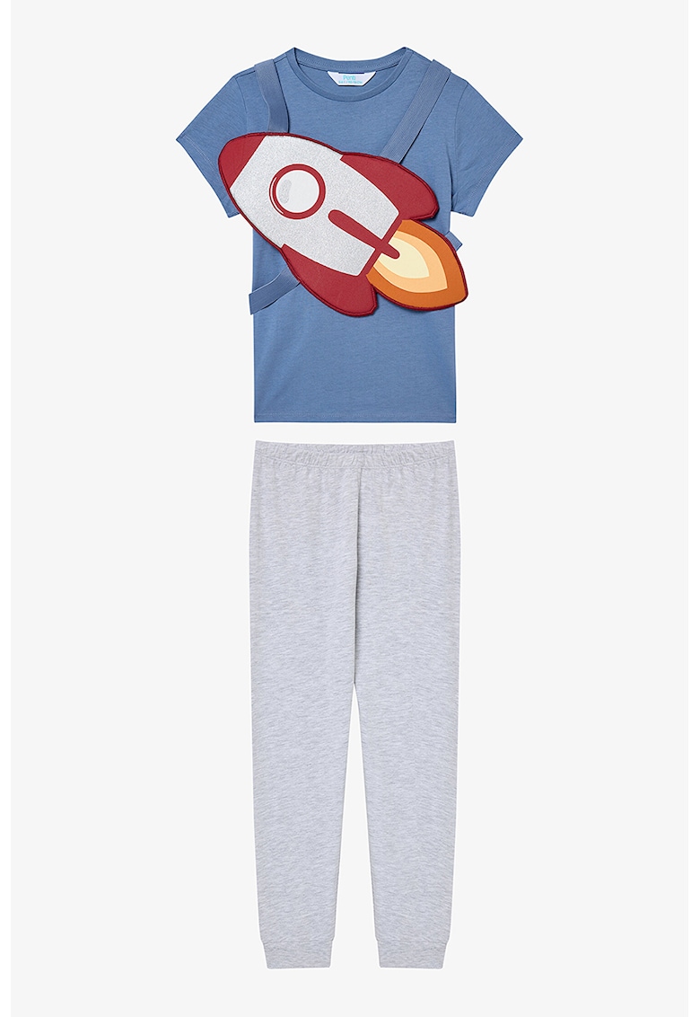 Pijama cu pantaloni lungi si detaliu grafic