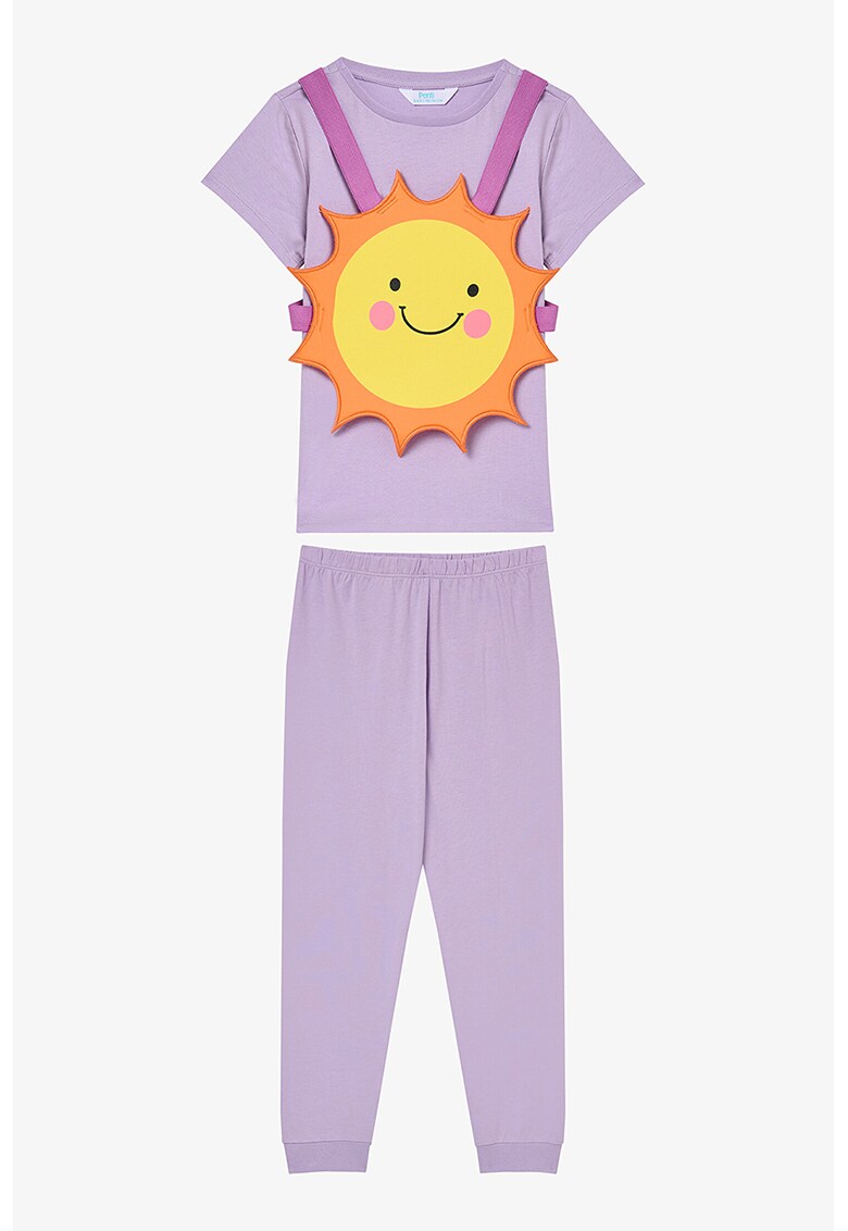 Pijama cu detaliu grafic - Galben/Albastru lavanda