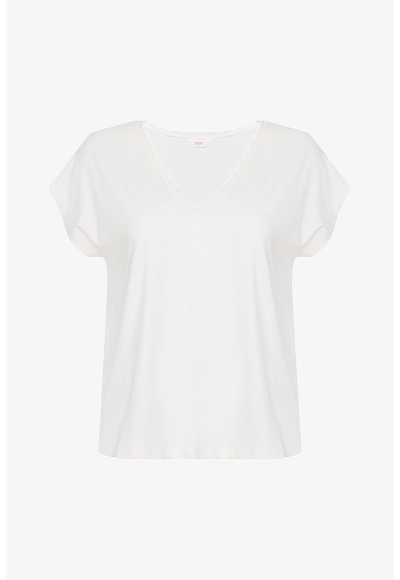 Tricou cu de pijama cu decolteu in V si model uni