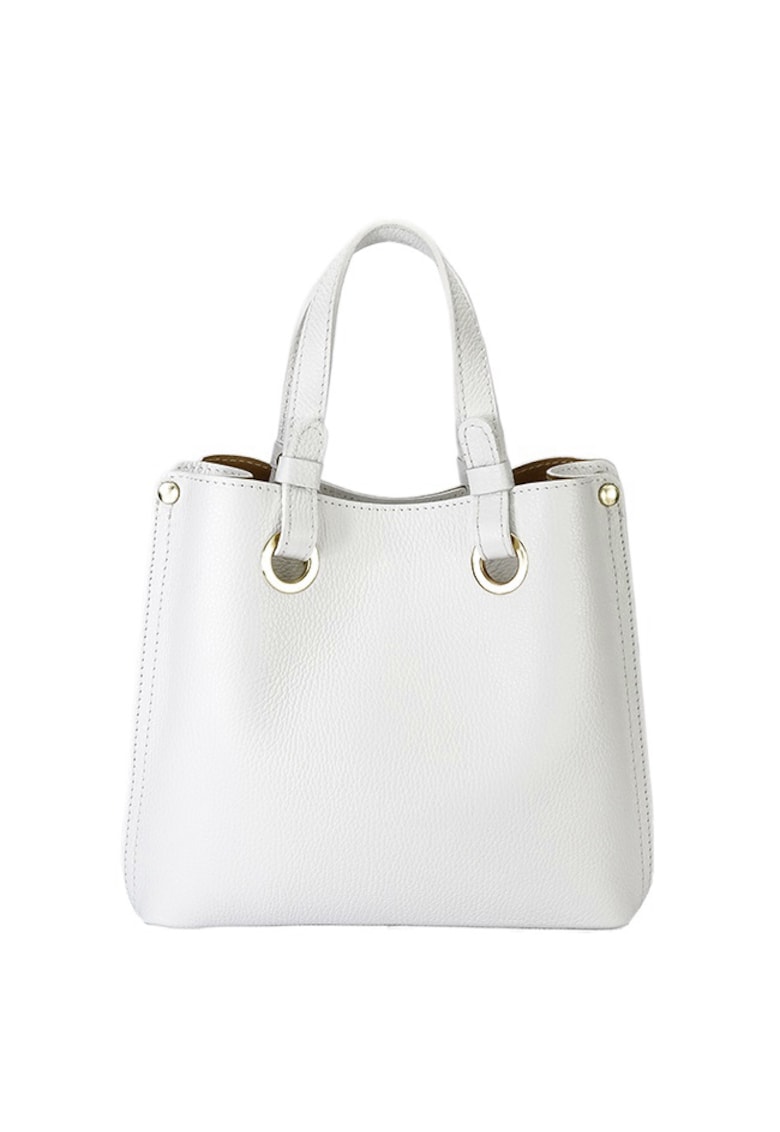 Geanta din piele naturala office/casual B-8916 129 - Alb - 23x25x12