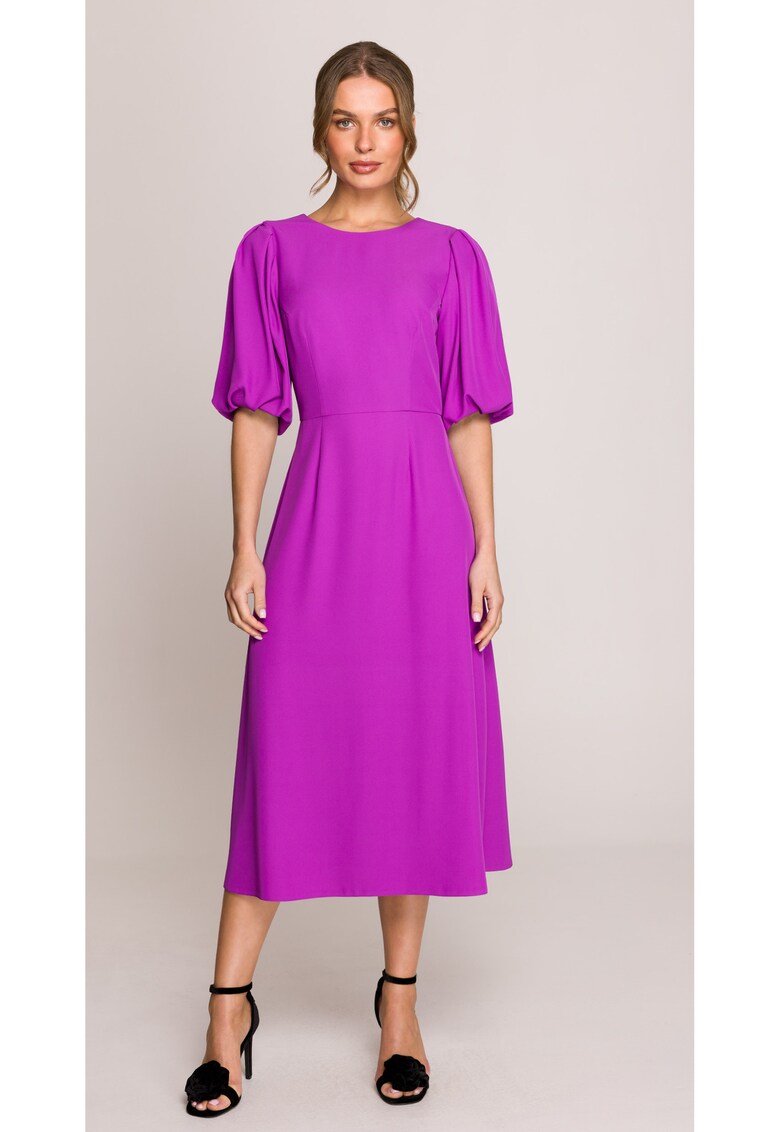 Rochie cu maneci bufante - Roz