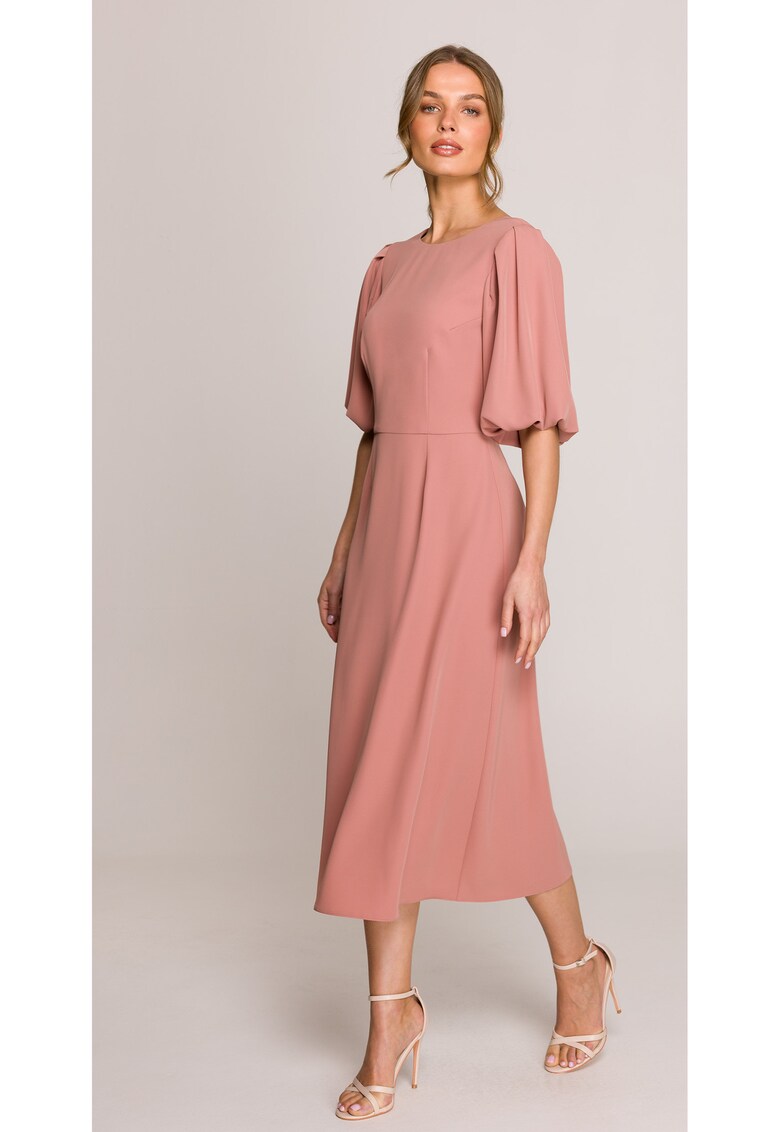 Rochie cu maneci bufante - Rosu