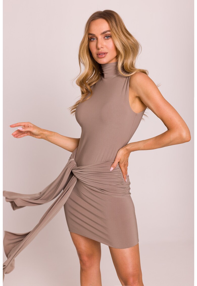 Rochie mini cu panglici legate - Bej