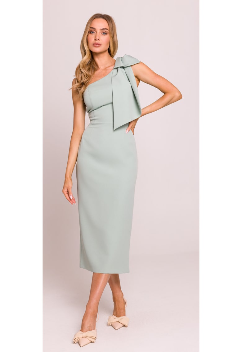 Rochie pe un umar cu funda decorativa -