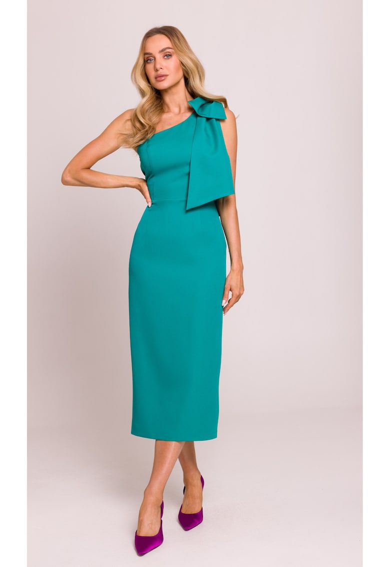 Rochie pe un umar cu funda decorativa -