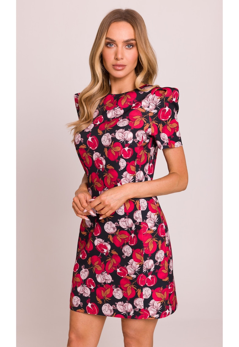 Rochie mini cu imprimeu si maneci decorative -