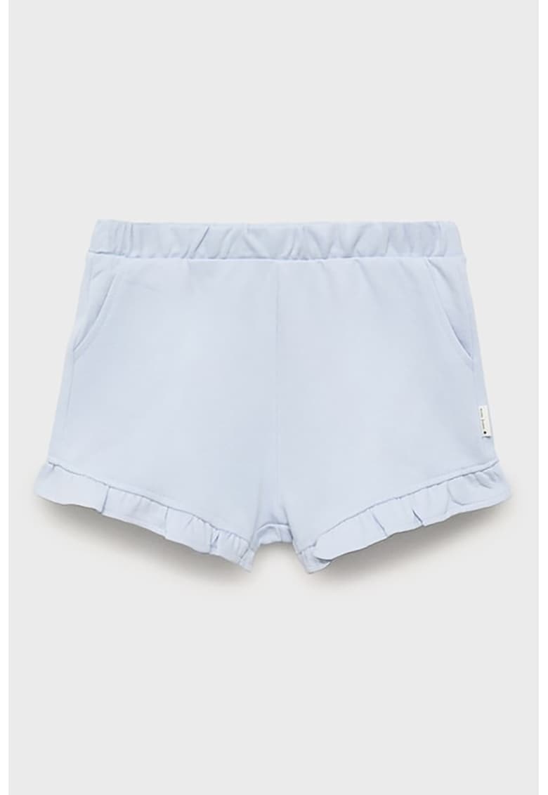 Pantaloni scurti din bumbac cu terminatii cu volane si model uni