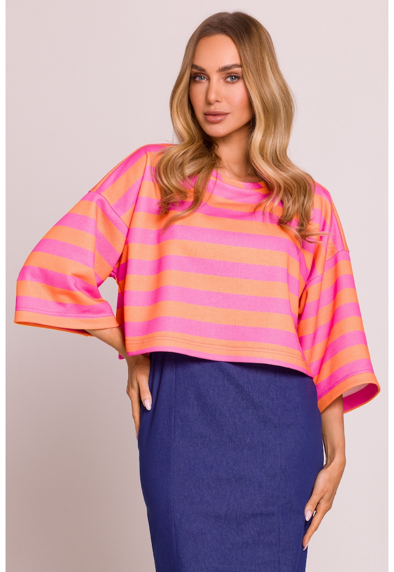 Bluza scurta cu imprimeu - Roz