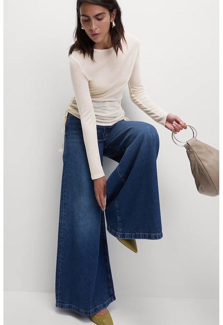 Bluza din amestec de lana si lyocell cu volane in lateral