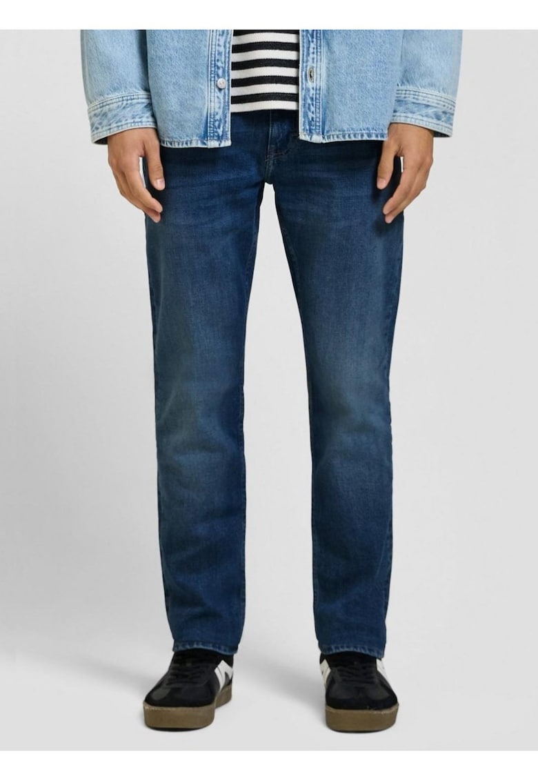 Blugi barbati - Rick - cu talie medie si croiala Slim Fit - Slim Leg - Albastru inchis