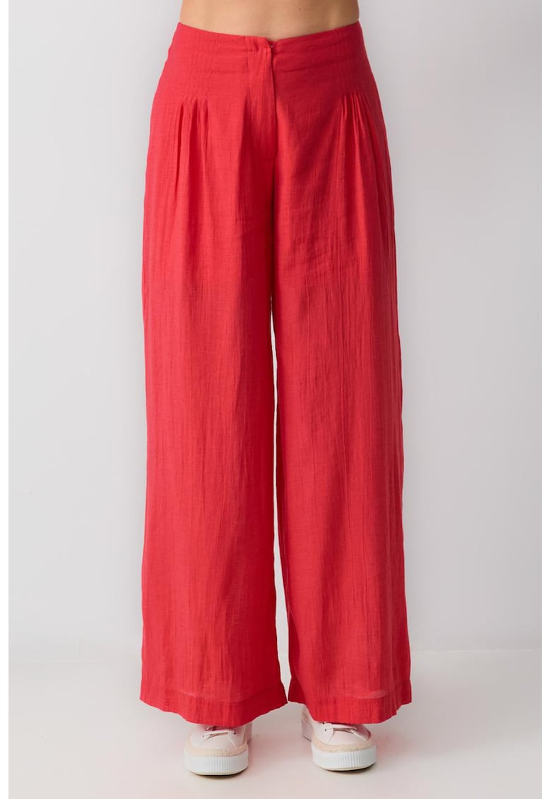 Pantaloni evazati cu talie inalta - Coral