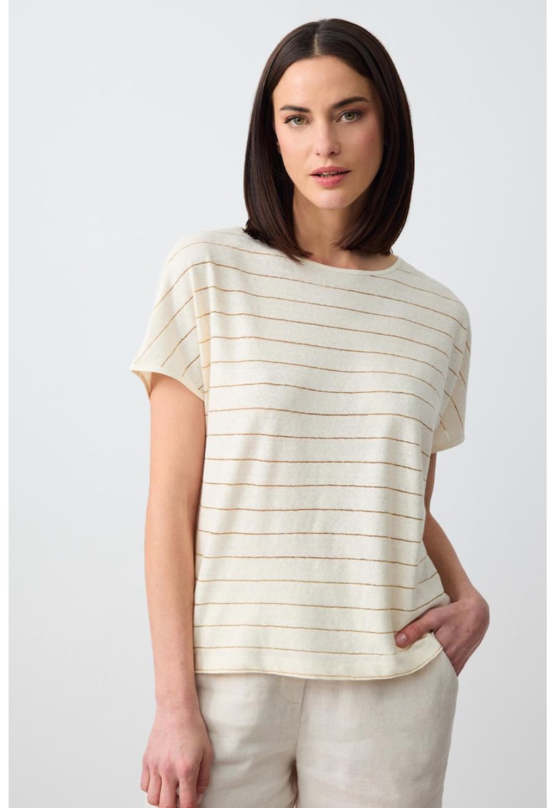 Tricou din amestec de in cu dungi