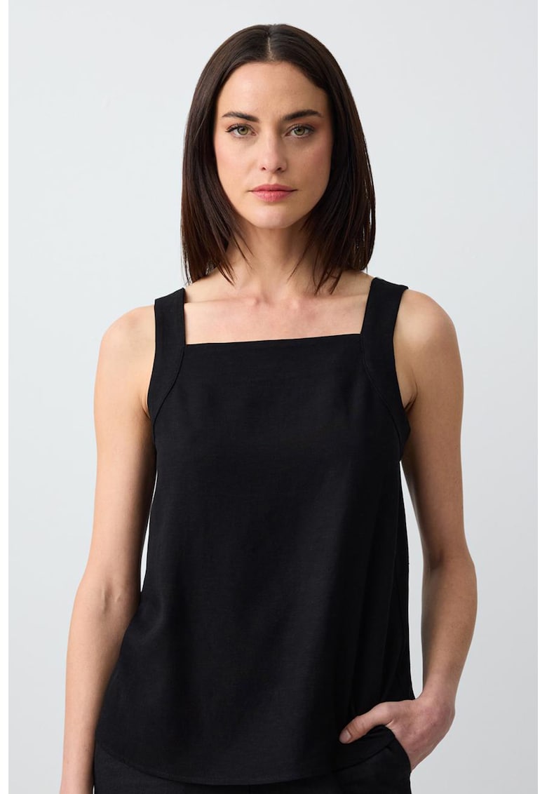 Top din amestec de in cu decolteu patrat