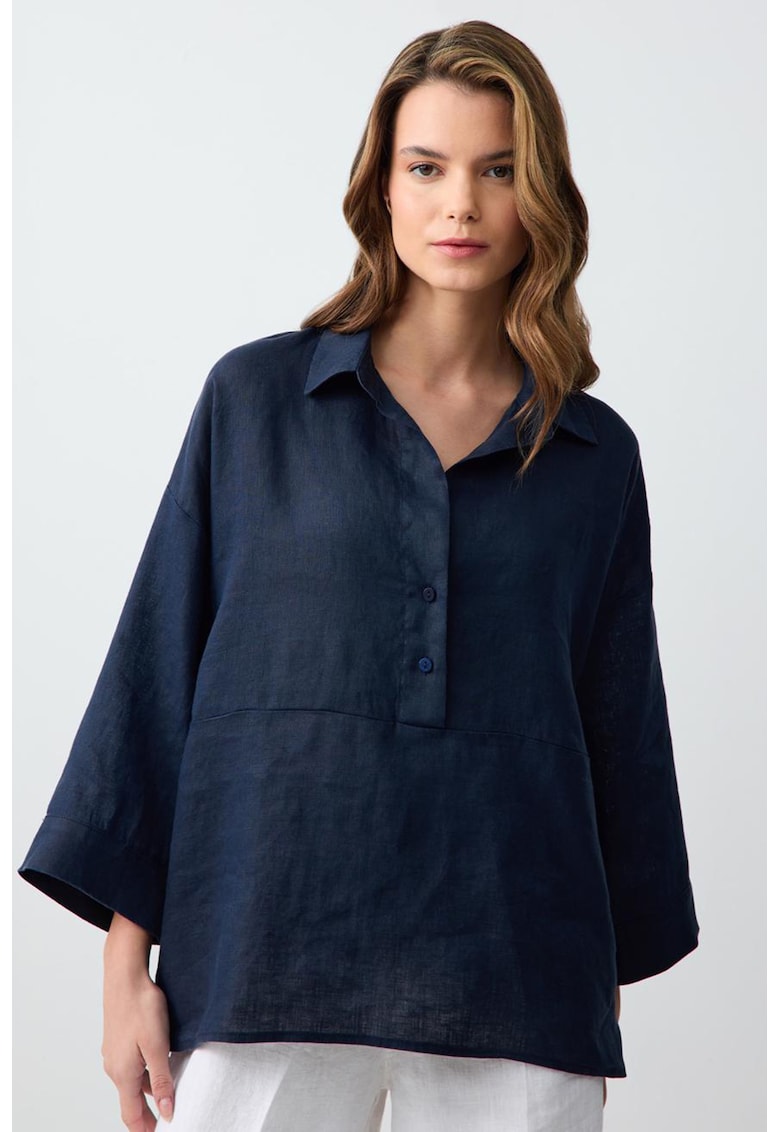 Bluza supradimensionata de in cu maneci 3/4 Bluza supradimensionata de in cu maneci 3/4