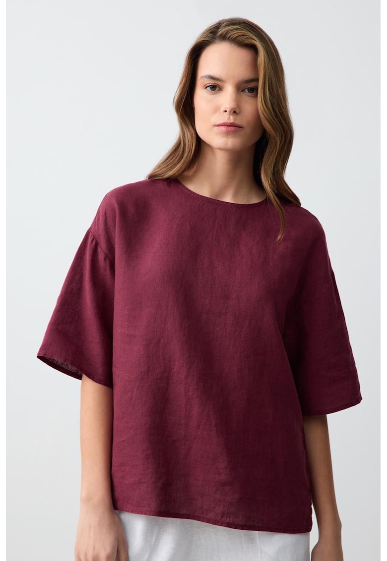 Tricou de in cu maneci lejere - Visiniu