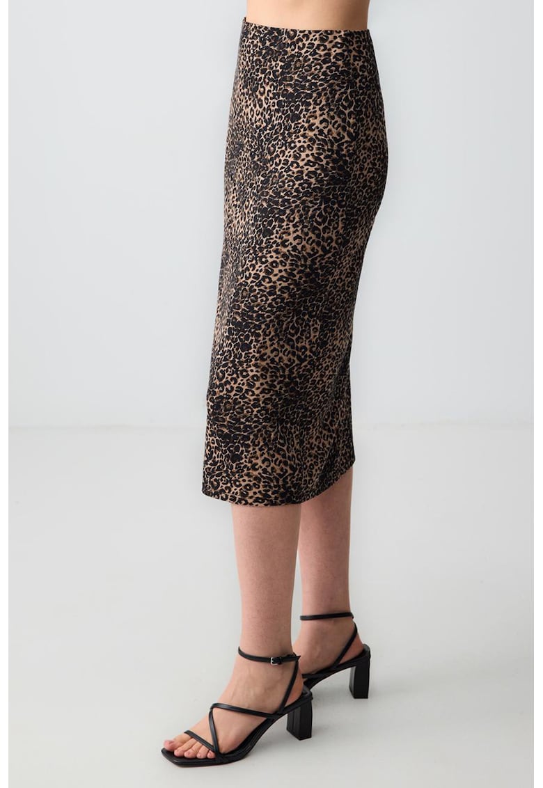 Fusta midi cu animal print