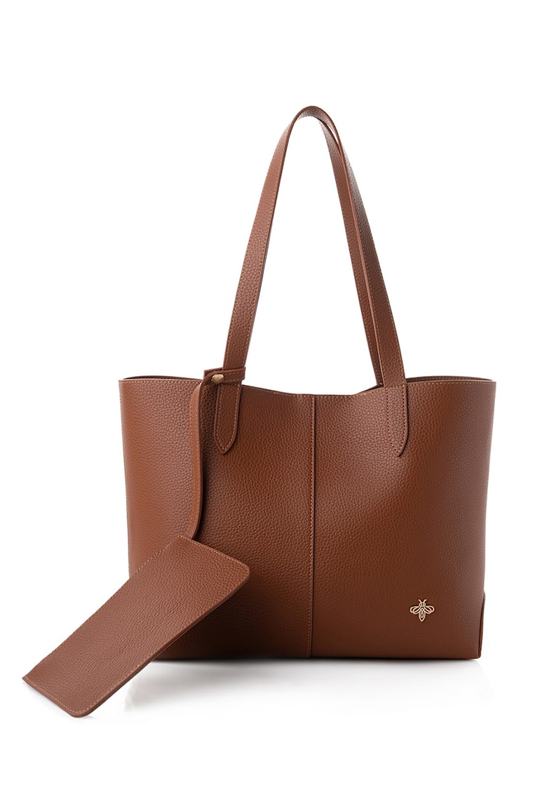 Geanta shopper de piele ecologica cu etui detasabil