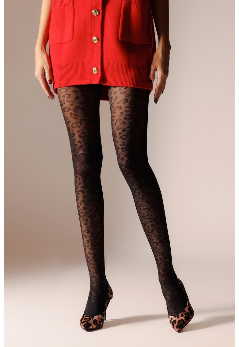 Dres cu talie inalta si animal print Animalier - Negru