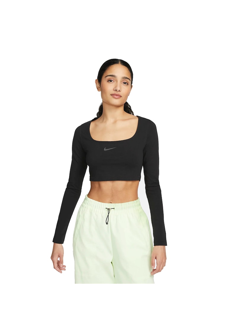 Bluza  pentru Femei - w nsw ls crop top sw - FJ5228-010 - Negru